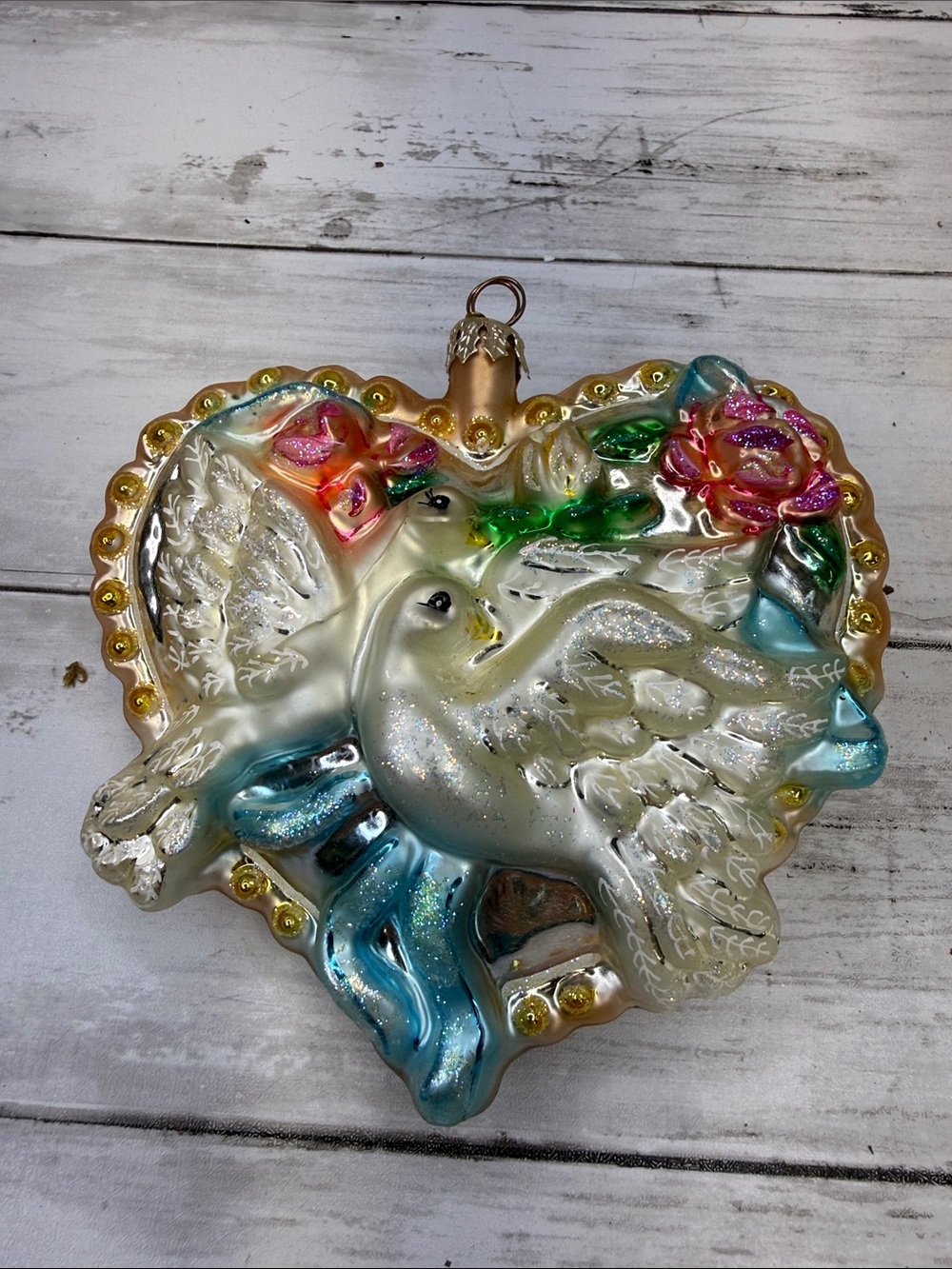 Christopher Radko Vintage 2001 "True Turtle Doves" Valentine/Wedding Ornament